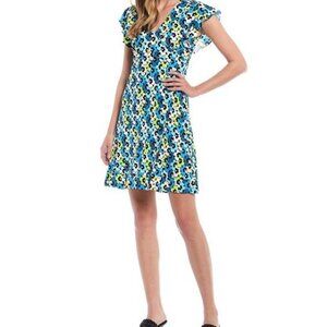 MICHAEL Michael Kors Floral-Print Flutter-Sleeve Dress